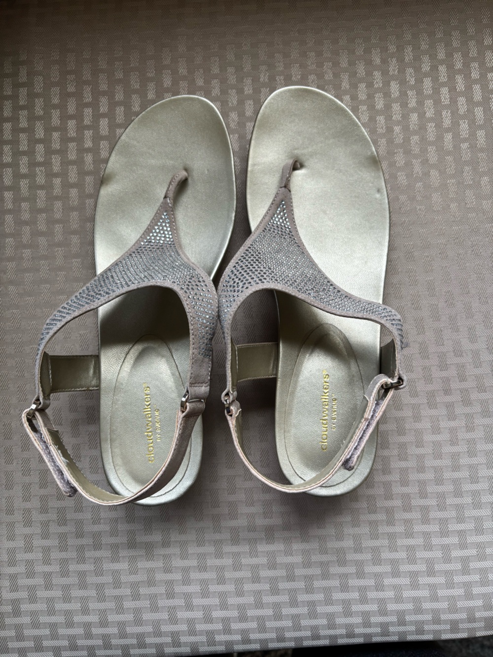 Cloudwalkers Taupe Metallic T-Strap Slingback Sandals 9W